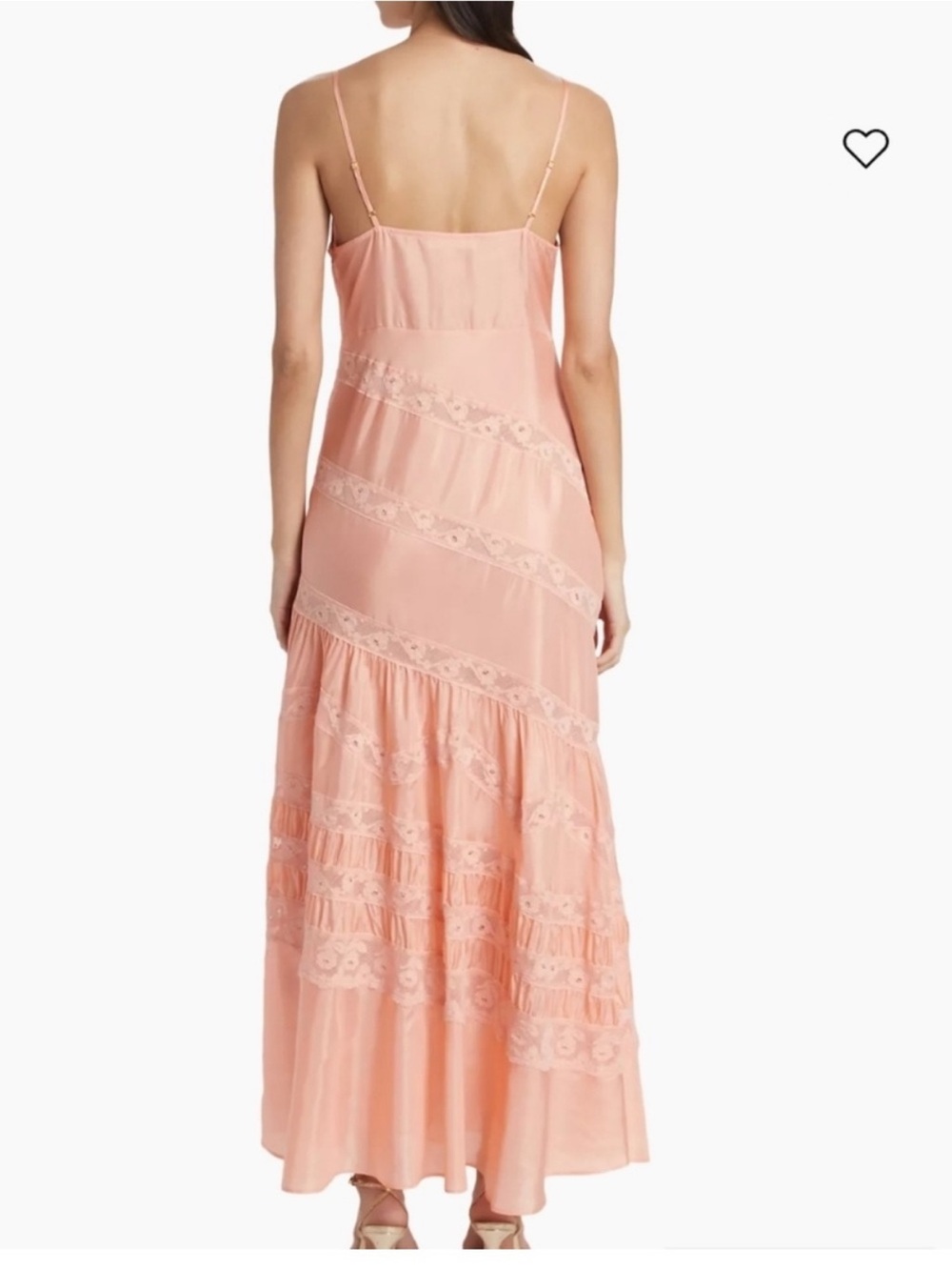 LoveShackFancy Idalia Lace-Trim Slip Maxi Dress - Sunkissed Coral SZ 8 NWT - Picture 3 of 8